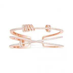 APM Pink Silver Double 'X' Cuff With Mini Rings RB3308OX