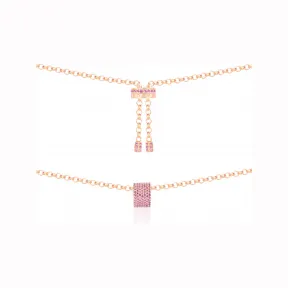 APM 粉金色纯银镶晶钻 KALÉIDOSCOPE 项链配环形吊饰 RC4629KRM