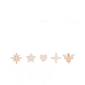 APM 粉金色纯银镶晶钻耳钉组合 RE10733OX