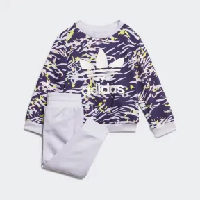 阿迪达斯/Adidas ORIGINALS 深紫/浅紫/多色/白 浅紫/白 男童|女童 CREW SET 运动套装 GD2860