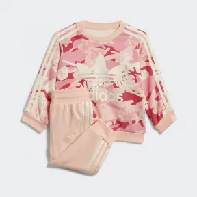 阿迪达斯/Adidas ORIGINALS 乳白色/粉/多色/乳白色 朦胧珊瑚粉/乳白色 男童|女童 CREW SET 运动套装 GD2888