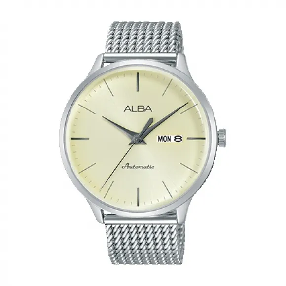 雅柏/Alba 42.5MM 不锈钢表壳和螺丝透视表背 自动机械机芯 男表 AL4107X1