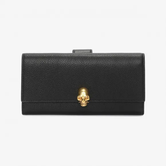 亚历山大麦昆/Alexander McQueen 骷髅皮革长款皮夹 女士 46374421ts 275330BPT0O1000