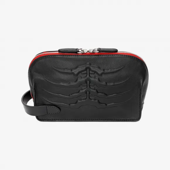 亚历山大麦昆/Alexander McQueen 黑色软质皮革 Rib Cage 洗漱包 男士 45305395ou 430494ASO3N1000