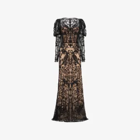 亚历山大麦昆/Alexander McQueen Island Scene 刺绣薄纱礼服 女士 34724659sk 472667QIZ32901