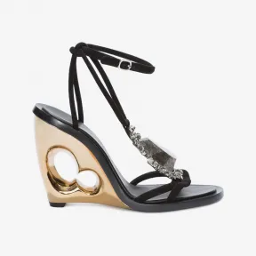 亚历山大麦昆/Alexander McQueen 雕花坡跟宝石凉鞋 女士 11245465pv 485771WHAAH1000