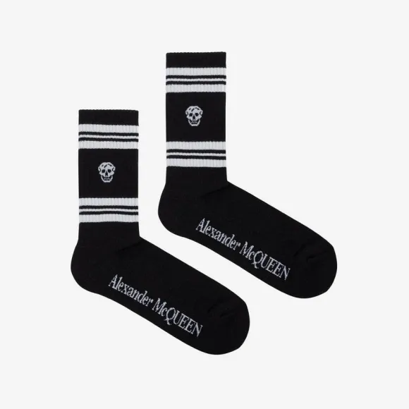 亚历山大麦昆/Alexander McQueen 黑，白 男士 袜子 5734264B56Q1077 