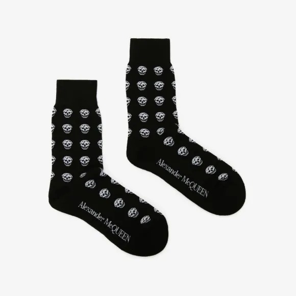 亚历山大麦昆/Alexander McQueen 男士黑色骷髅头短袜 5759334B53Q1078 
