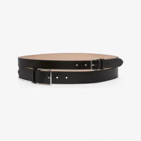亚历山大麦昆/Alexander McQueen 女士纤细双面腰带黑色 5941881BR0I1000