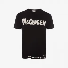 亚历山大麦昆/Alexander McQueen 男士McQueen Graffiti T 恤黑色 622104QPZ570901