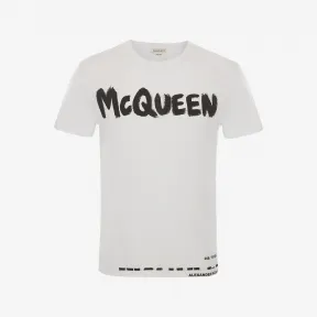 亚历山大麦昆/Alexander McQueen 男士McQueen Graffiti T 恤白色 622104QTZ570900