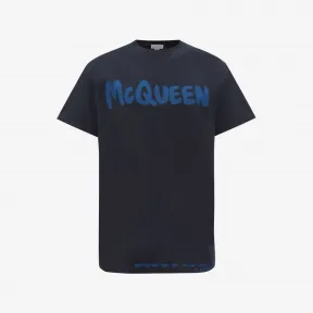 亚历山大麦昆/Alexander McQueen 男士McQueen GraffitiT恤鸽灰色 622104QUZ570912