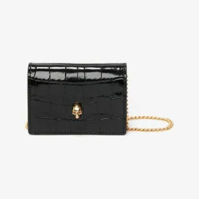 亚历山大麦昆/Alexander McQueen 女士黑色链饰骷髅头卡包 6320321JM0G1000 809465205