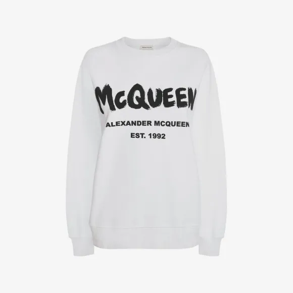 亚历山大麦昆/Alexander McQueen 白/黑 女士 运动衫 659975QZADI0909 
