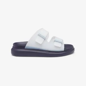 亚历山大麦昆/Alexander McQueen 男士海军蓝/短跑蓝混合拖鞋 663563W4TM38862 