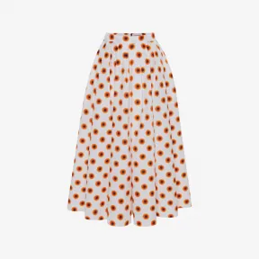 亚历山大麦昆/Alexander McQueen 女士褶皱Iris中裙白色/橙色 684284QDAMI7049