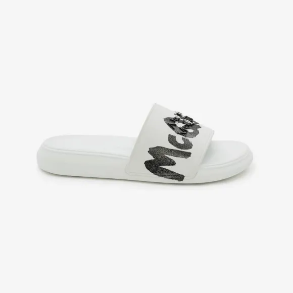 亚历山大麦昆/Alexander McQueen 白/黑 女士 拖鞋 697097W4QS59061 