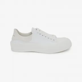 亚历山大麦昆/Alexander McQueen 女士Deck系带帆布鞋白色 697120W4MV79000