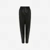 亚历山大麦昆/Alexander McQueen 女士黑色褶皱皮裤 703163Q5AJB1000 