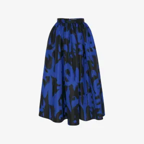 亚历山大麦昆/Alexander McQueen 电蓝/黑 女士 百褶裙 706758QCAFG4148 
