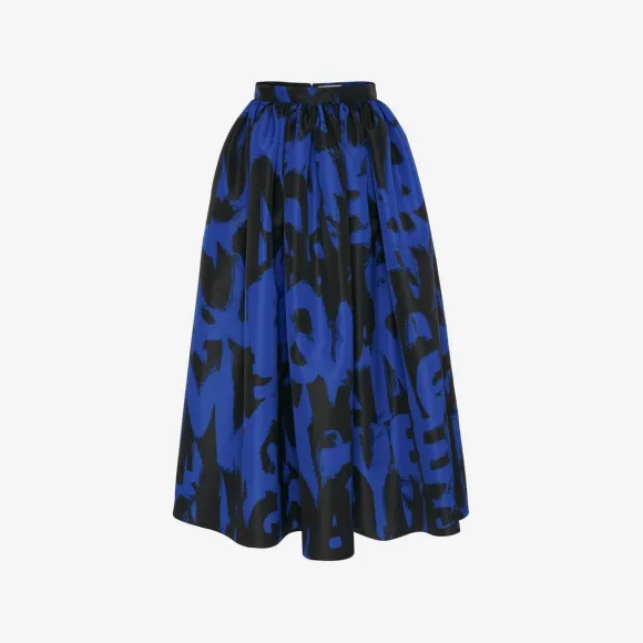 亚历山大麦昆/Alexander McQueen 电蓝/黑 女士 百褶裙 706758QCAFG4148 