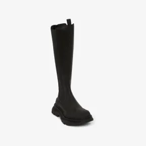 亚历山大麦昆/Alexander McQueen 女士黑色 Tread Slick 及膝高筒靴 707682WHZ661000 