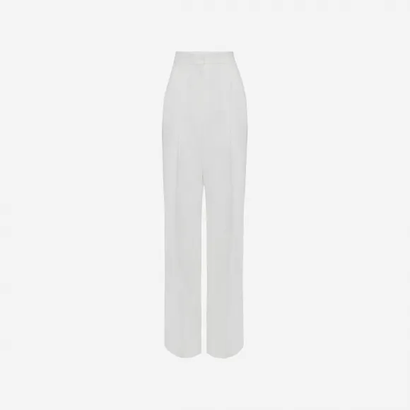 亚历山大麦昆/Alexander McQueen 女式软白色阔腿裤 708651QJAAC9016 