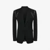 亚历山大麦昆/Alexander McQueen 男士孔眼单排扣外套黑色 726304QUU821000