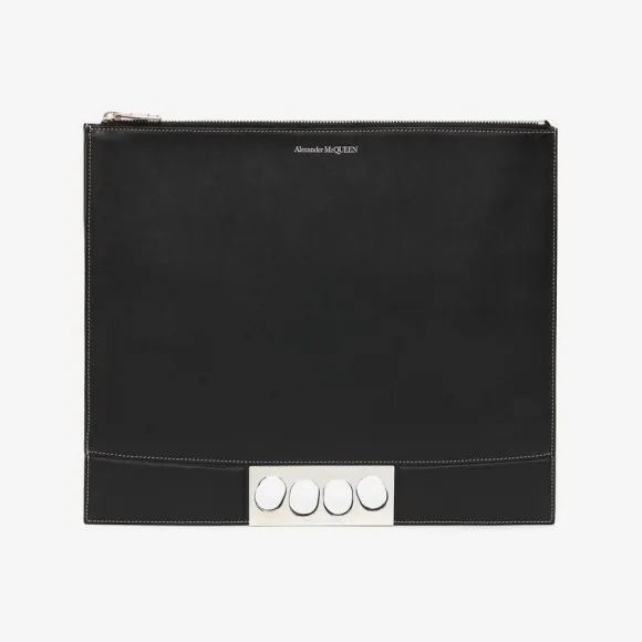 亚历山大麦昆/Alexander McQueen 男士黑色 The Grip 拉链手拿包 7263351AAD01000 811227786