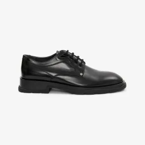 亚历山大麦昆/Alexander McQueen 男士黑色 Seal Slim Tread 系带鞋 728258WHSWM1081 