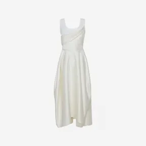 亚历山大麦昆/Alexander McQueen 女士白色不对称棉质连衣裙 - 象牙色 729125QLAA60918 