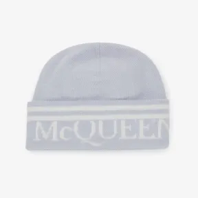 亚历山大麦昆/Alexander McQueen 女式 McQueen 淡紫色/象牙色针织毛线帽 7304303206Q5378 