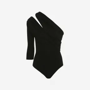 亚历山大麦昆/Alexander McQueen 女式黑色开衩一肩连体衣 733257QLACL1000 