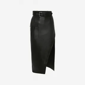 亚历山大麦昆/Alexander McQueen 女式黑色开叉铅笔裙 734021Q5AKS1000 