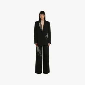 亚历山大麦昆/Alexander McQueen 女式黑色 Astral Jewel 阔腿裤 734637QJADC1000 