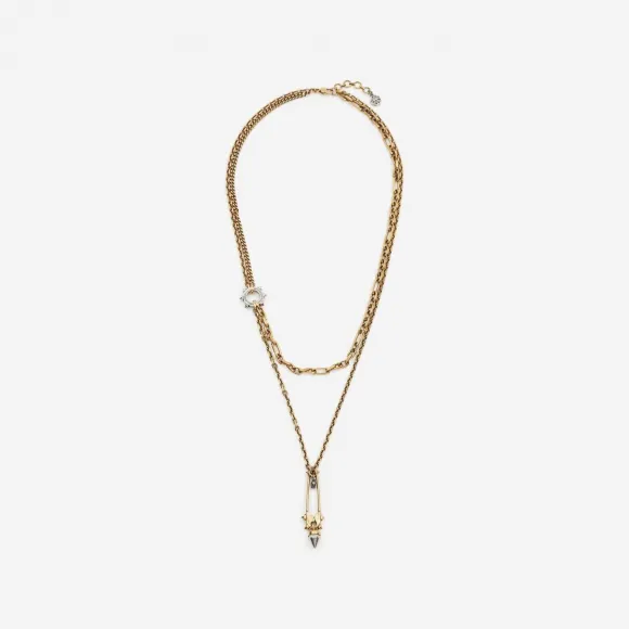 亚历山大麦昆/Alexander McQueen 女士古董金朋克铆钉安全别针项链 734758J160Z1334 812787283