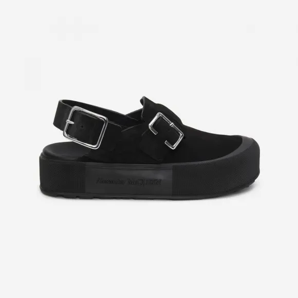 亚历山大麦昆/Alexander McQueen 男士黑色 Mount Slick 凉鞋 735803WHXK51081 