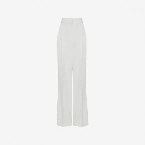 亚历山大麦昆/Alexander McQueen 女式象牙色羊毛阔腿裤 737787QJADC9004 