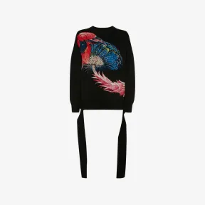 亚历山大麦昆/Alexander McQueen 女式 Hieronymus Bosch 大廓形提花毛衣，黑色/红色/蓝色 748061Q1A551153 