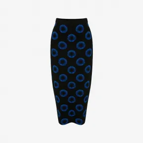 亚历山大麦昆/Alexander McQueen 女士Iris提花中裙黑色/蓝色 748075Q1A561091