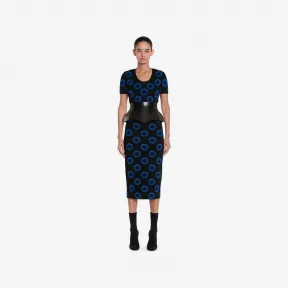 亚历山大麦昆/Alexander McQueen 女士Iris提花T恤黑色/蓝色 748082Q1A561091
