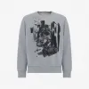 亚历山大麦昆/Alexander McQueen 男士Skull拼贴卫衣浅灰色 752041QVZ190902
