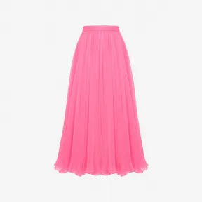 亚历山大麦昆/Alexander McQueen 女士褶皱中长半裙迷幻粉色 754541QBABX5100