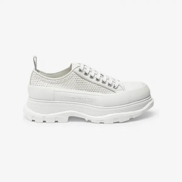 亚历山大麦昆/Alexander McQueen 女士Tread Slick系带鞋白色/米白色/银色 755635W4WA49348