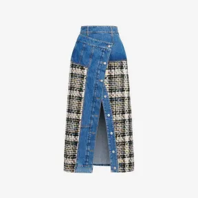 亚历山大麦昆/Alexander McQueen 女士多色混合裹身回扣半身裙 757300QZAJI9101 