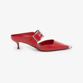 亚历山大麦昆/Alexander McQueen 威尔士红/银色朋克搭扣穆勒鞋 757514WIEA16088 