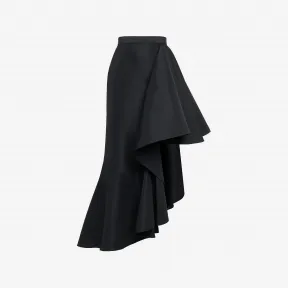 亚历山大麦昆/Alexander McQueen 女士不对称垂褶中长半裙鲜绿色 757643QEACM3016