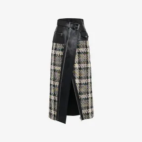 亚历山大麦昆/Alexander McQueen 女式黑色/多色 Hybrid Wraparound 机车裙 757783Q5ALS1012 