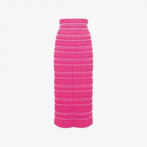 亚历山大麦昆/Alexander McQueen 女士针织铅笔半裙粉红/白色 758550Q1A6P6092