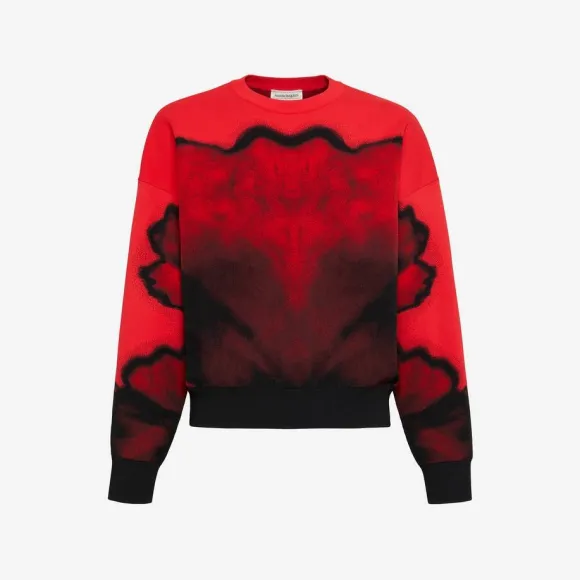 亚历山大麦昆/Alexander McQueen 男士欲望红/黑墨花毛衣 760767Q1XIO6056 760767Q1XIO6056